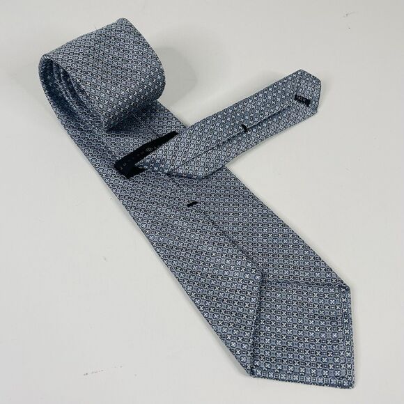 Joseph Abboud 100% Silk Necktie Tie Floral Blue Gray 4 x 60 Made in Italy - Picture 2 of 3